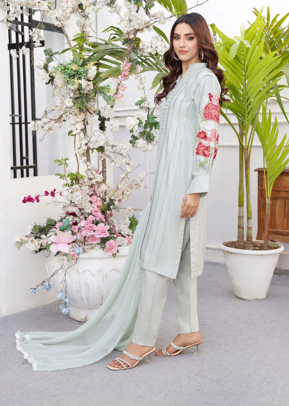 HK232 Paladin -Mint Linen Mummy n Me Readymade Suit - Image 7