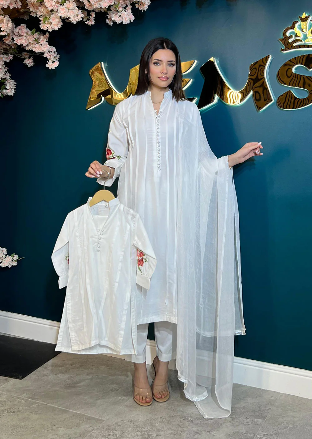 HK232 Paladin - White Linen Mummy n Me Readymade Suit - Image 2
