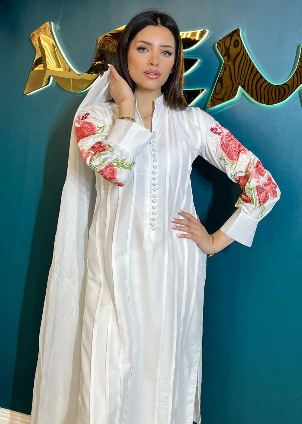 HK232 Paladin - White Linen Mummy n Me Readymade Suit - Image 3