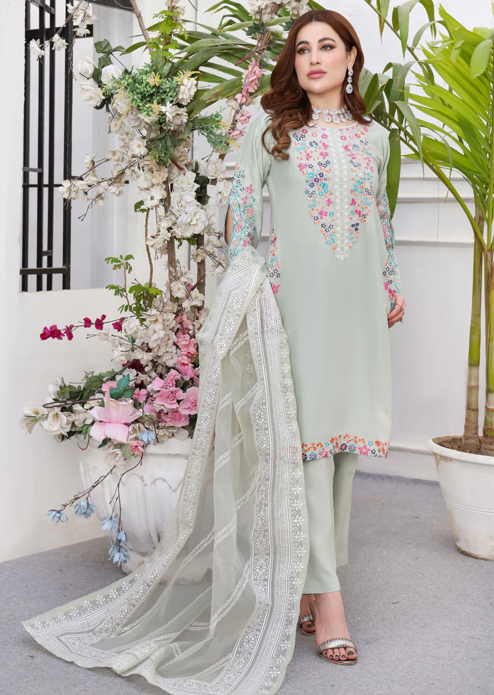 HK248 - Mint Readymade Linen Suit