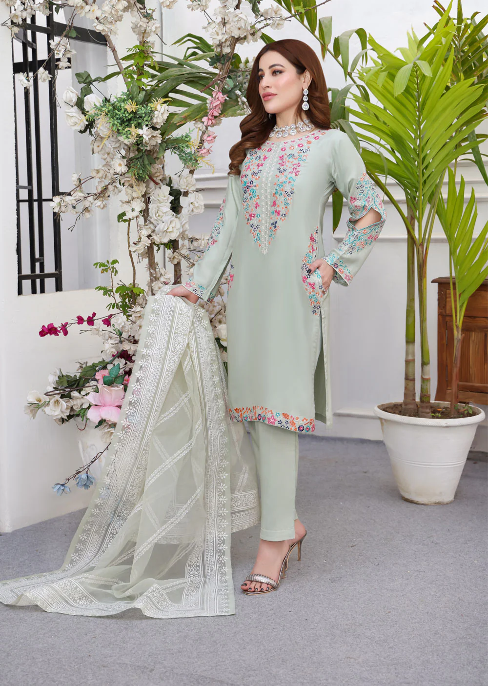 HK248 - Mint Readymade Linen Suit - Image 7