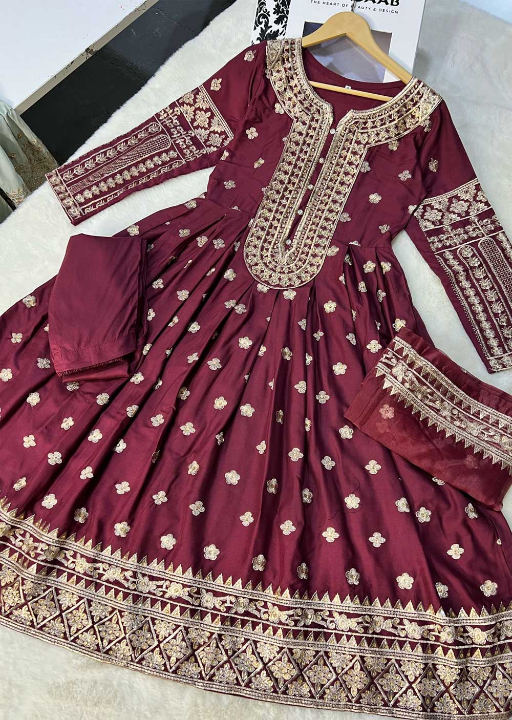 HK258 Zorra - Maroon Readymade Linen Dress - Image 4
