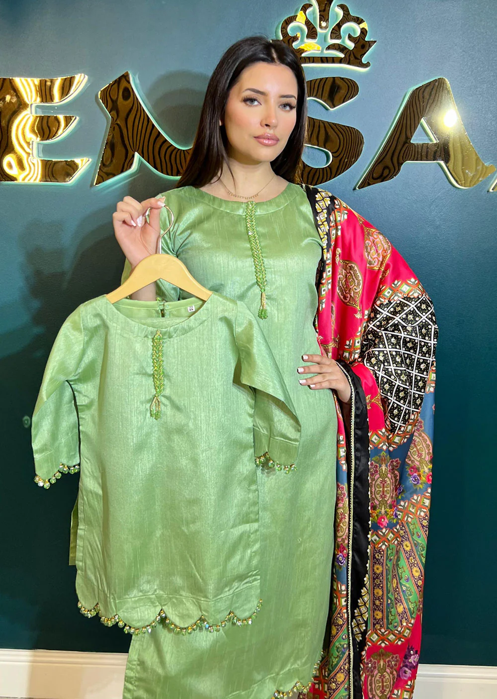 HK265 Zarora - Readymade Raw Silk Mummy n Me Suit - Image 11