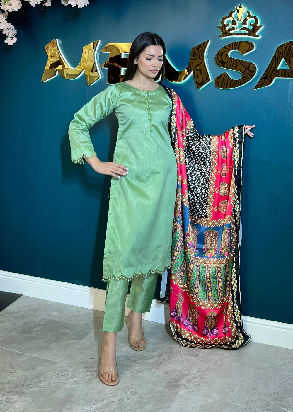 HK265 Zarora - Readymade Raw Silk Mummy n Me Suit - Image 9