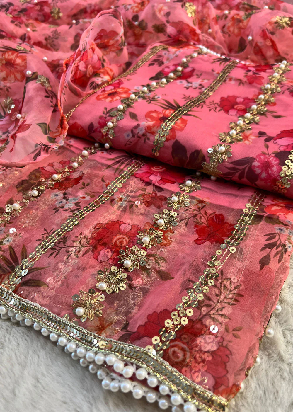 HK269 Zarifa - Readymade Organza Suit - Image 29
