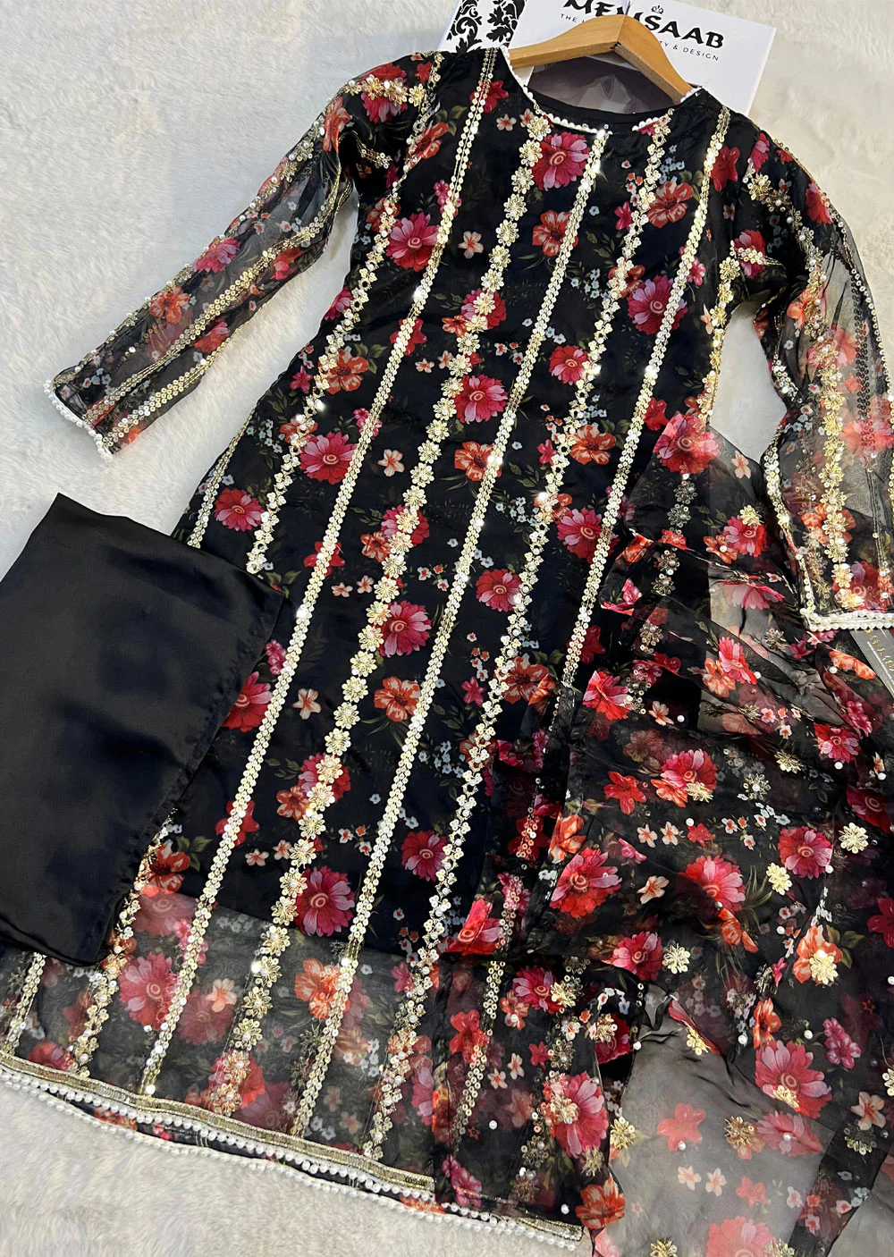 HK269 Zarifa - Readymade Organza Suit - Image 6