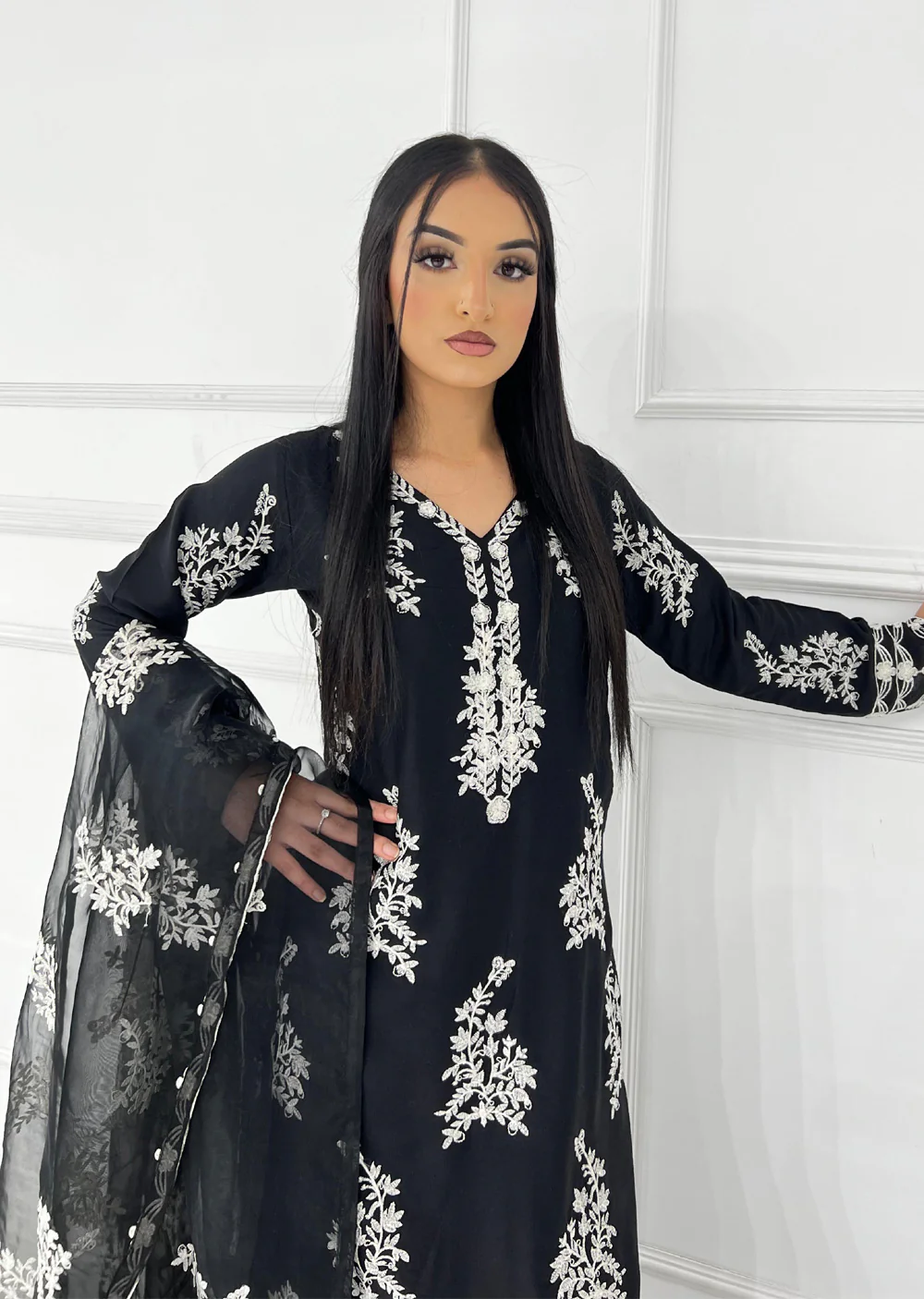 HK283 - Resha - Black Mummy N Me Double Layer Suit - Image 2