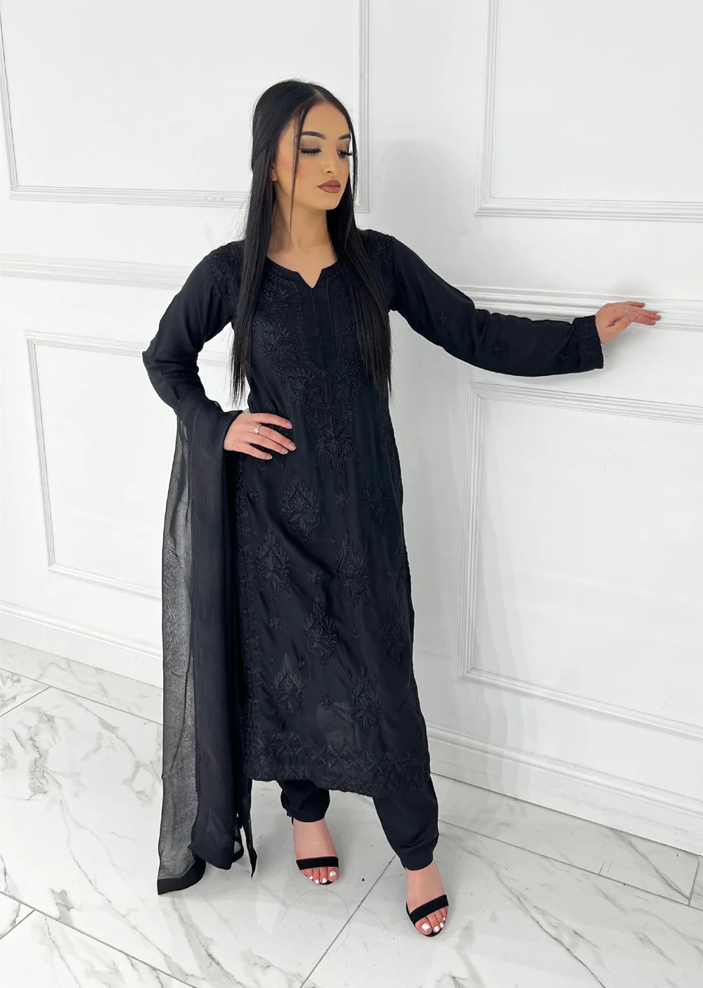 HK295 - Black - Mummy n Me Linen Outfit - Image 3