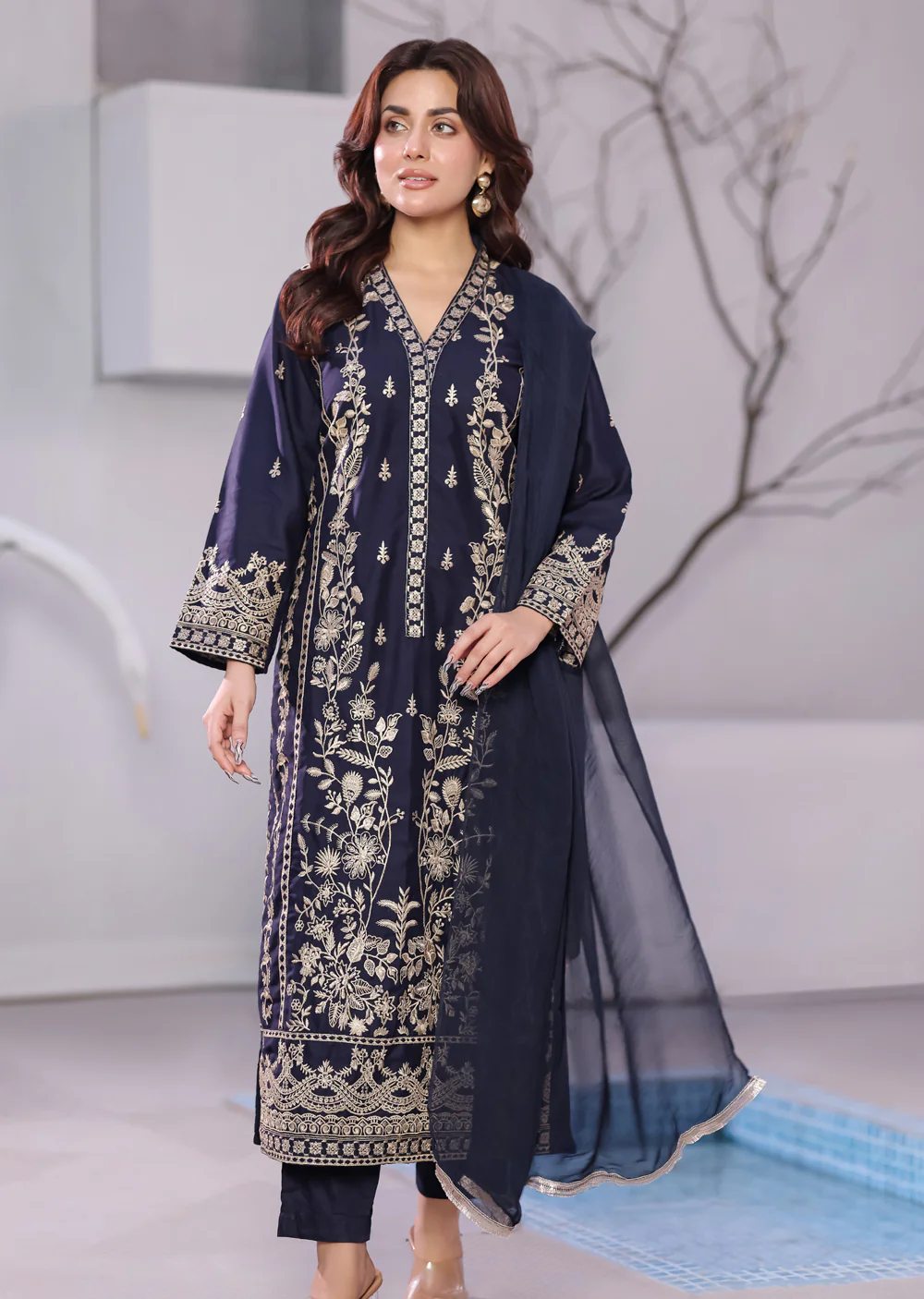 HK297 - Navy - Readymade - Mother & Daughter Linen Outfit 2025