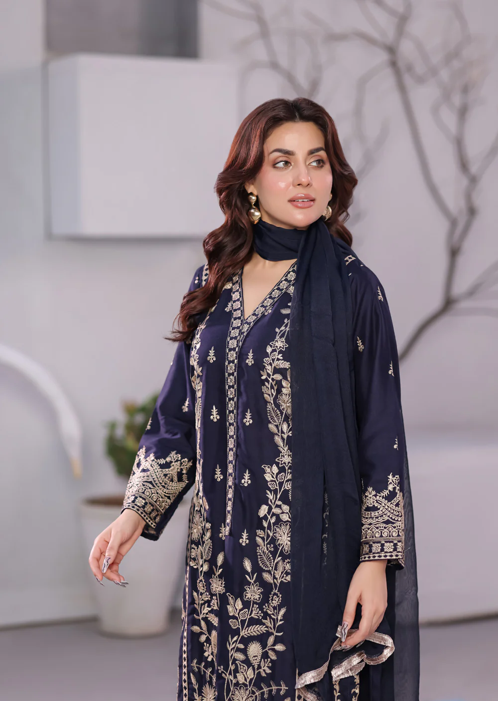 HK297 - Navy - Readymade - Mother & Daughter Linen Outfit 2025 - Image 2