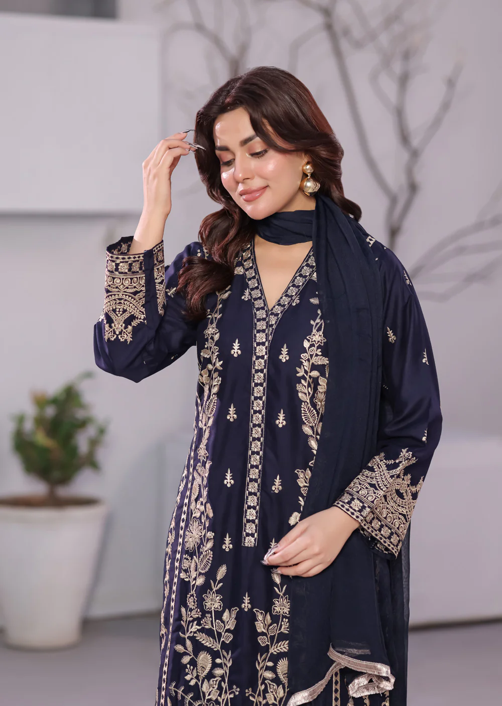 HK297 - Navy - Readymade - Mother & Daughter Linen Outfit 2025 - Image 3