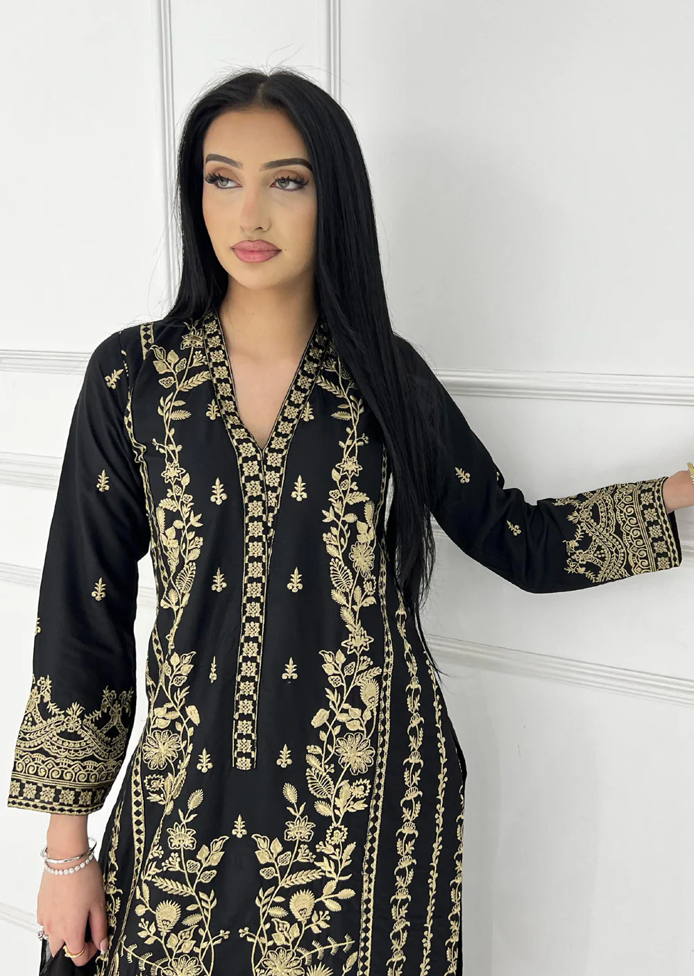 HK297 - Black - Readymade - Mother & Daughter Linen Outfit 2025 - Image 6