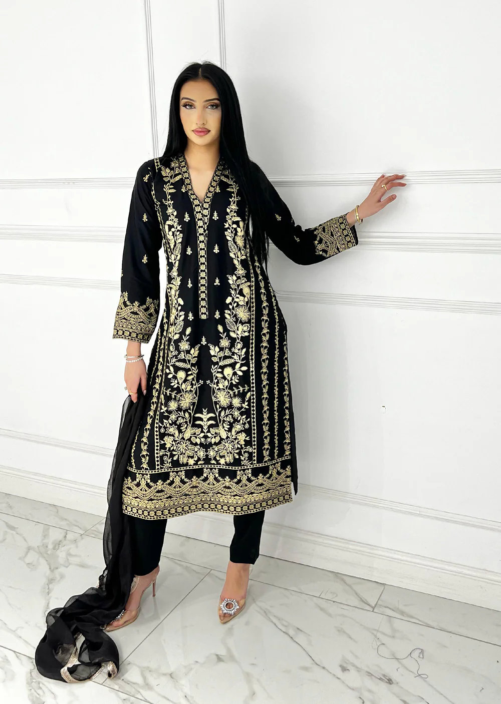HK297 - Black - Readymade - Mother & Daughter Linen Outfit 2025 - Image 7