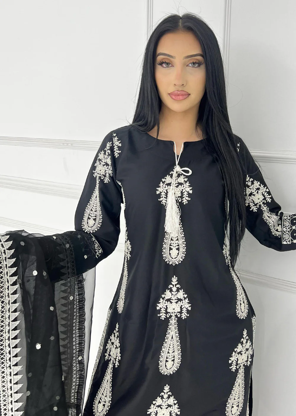 HK299 - Black - Readymade - Mummy n Me Linen Outfit 2025 - Image 3