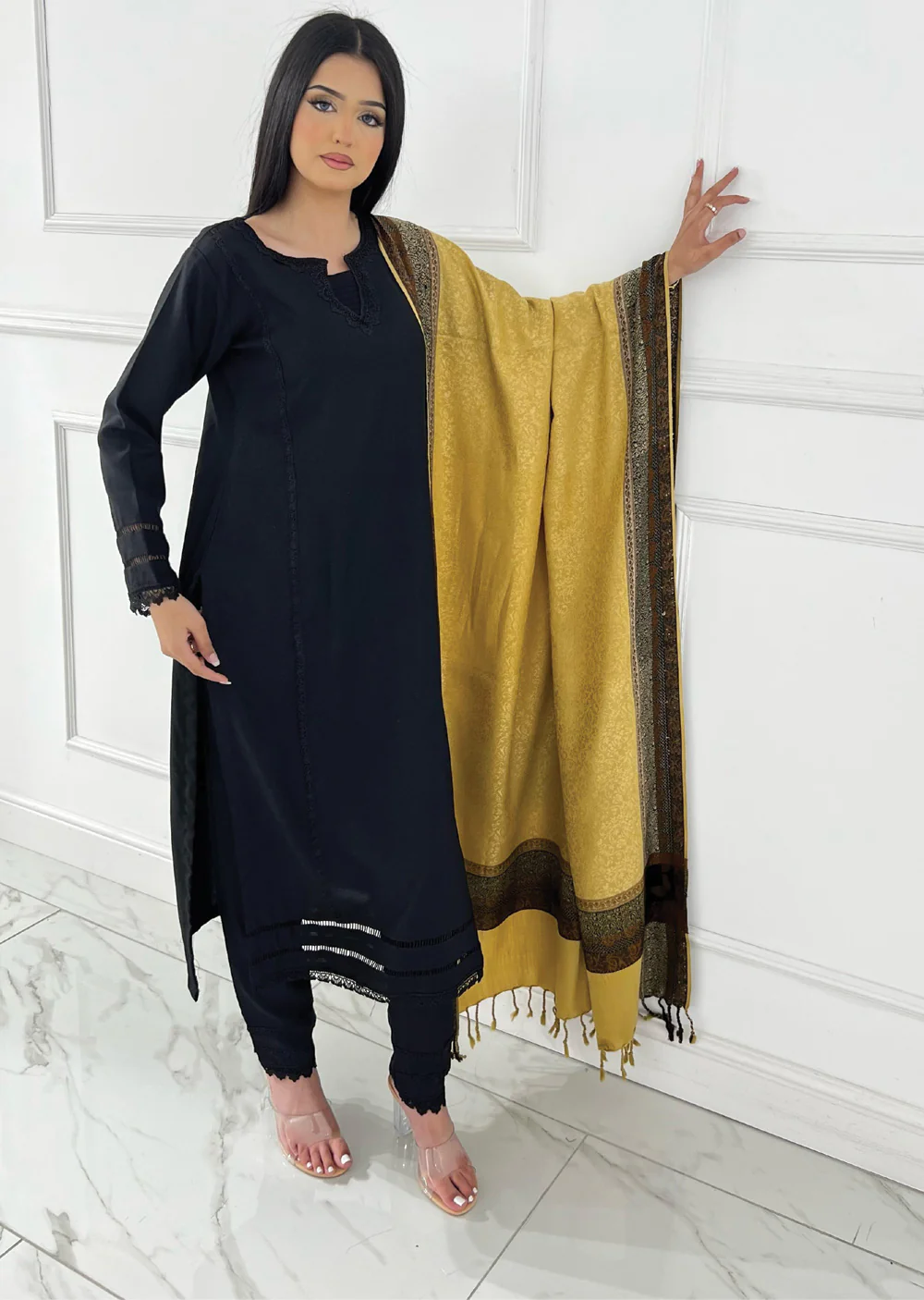 HK301 - Black - Readymade Dhanak Outfit 2025