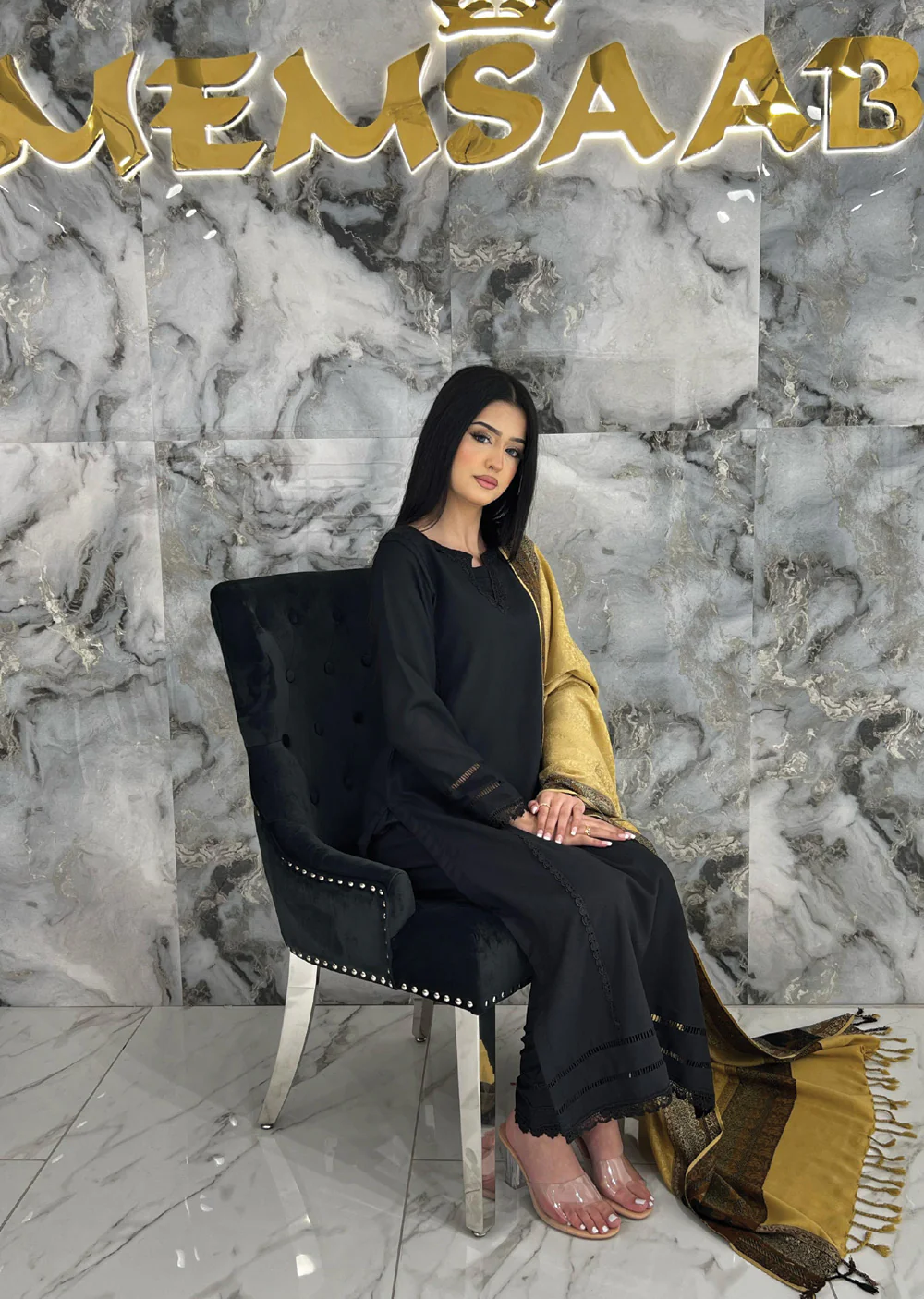 HK301 - Black - Readymade Dhanak Outfit 2025 - Image 6