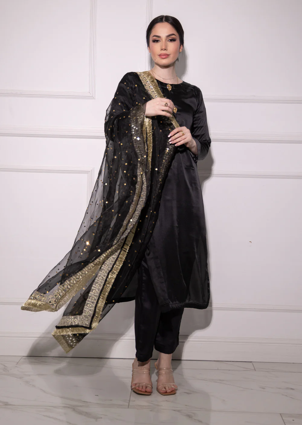 HK303 - Black - Readymade Silk Outfit 2025 - Image 2