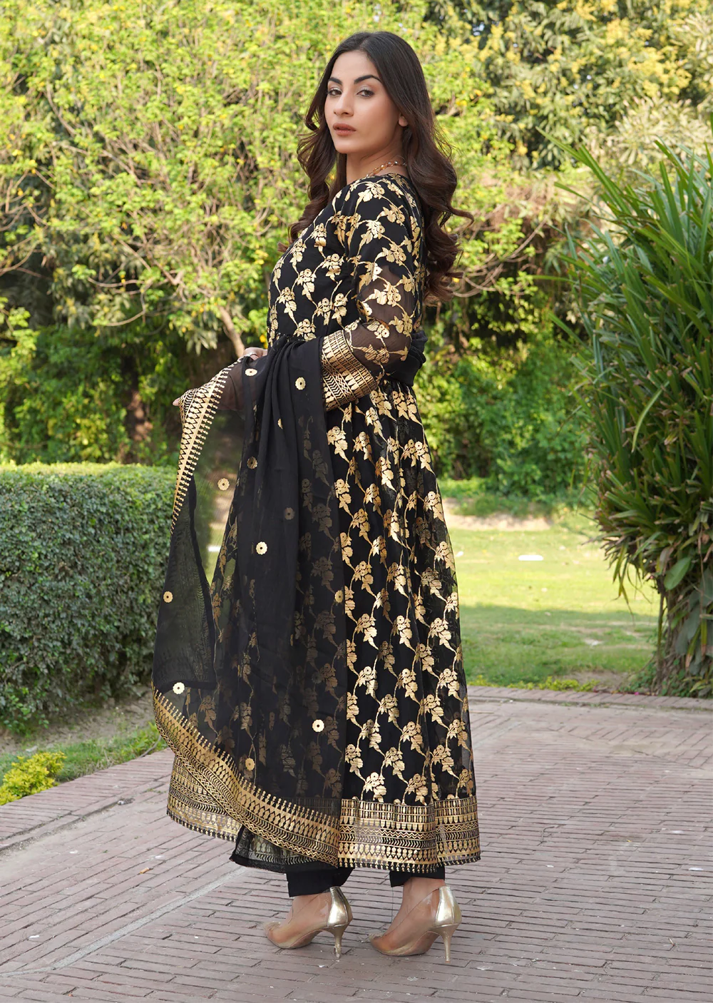 HK308 - Readymade Printed Organza Outfit 2025 - Image 4