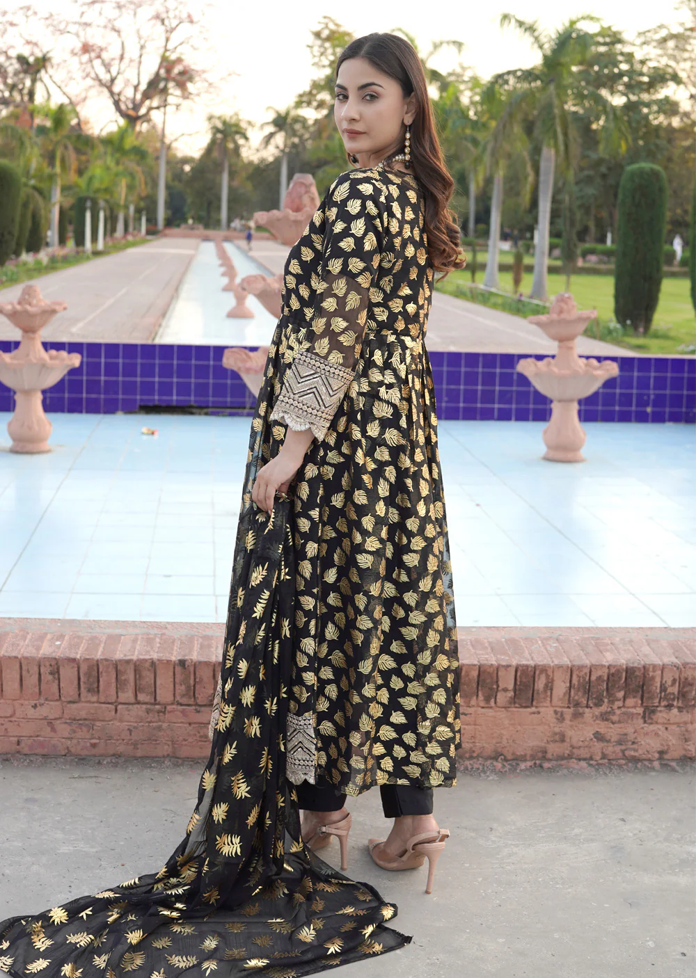 HK309 - Readymade Printed Organza Outfit 2025 - Image 11