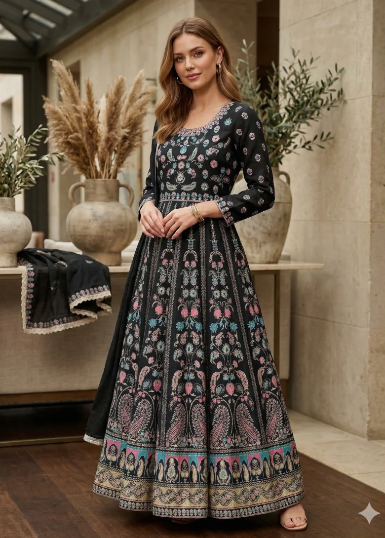 HK378 - Rangreza - Linen Kali Frock