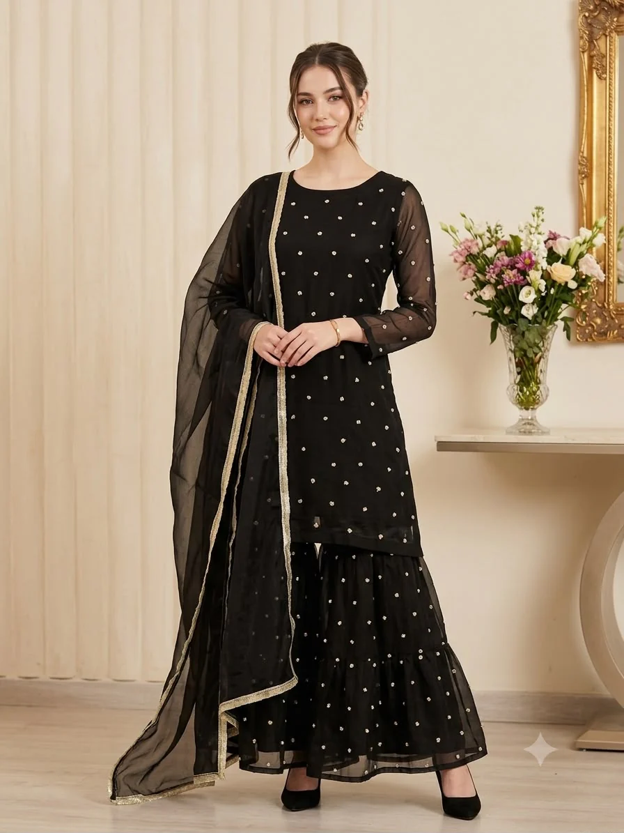 HK394 - 3 Piece Chiffon Suit