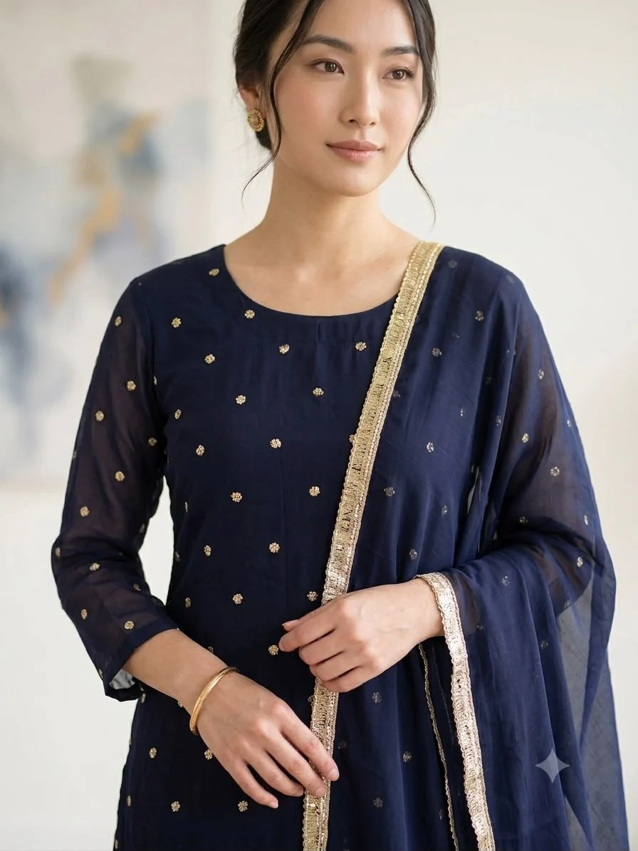 HK394 - 3 Piece Chiffon Suit - Image 5