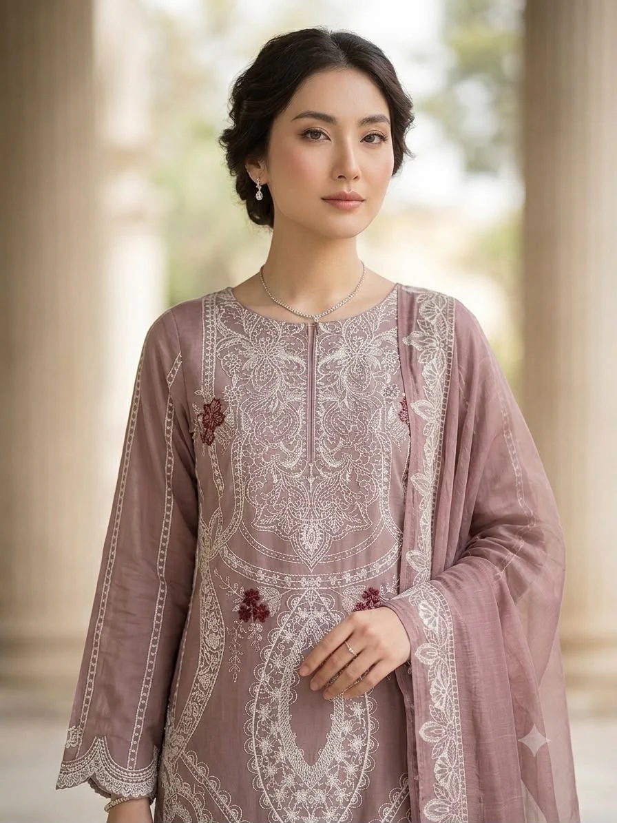 HK398- 3 Piece Embroidered Suit - Image 6
