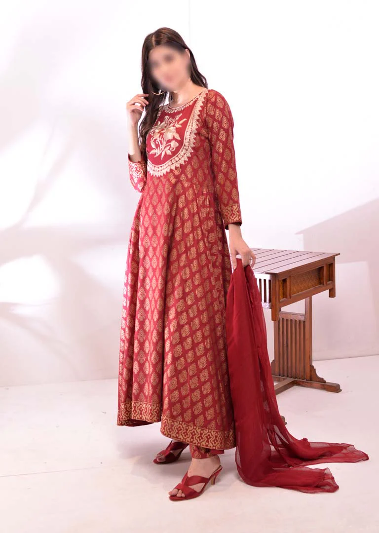 HK47 Red Embroidered Linen Suit - Image 2
