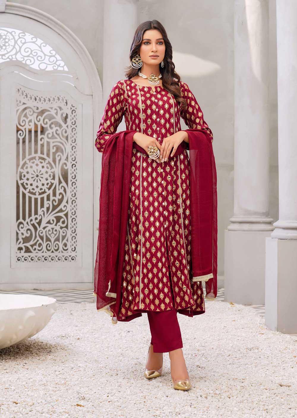 HK59 Sheesha - Readymade Linen Mother & Daughter Mirror Suit