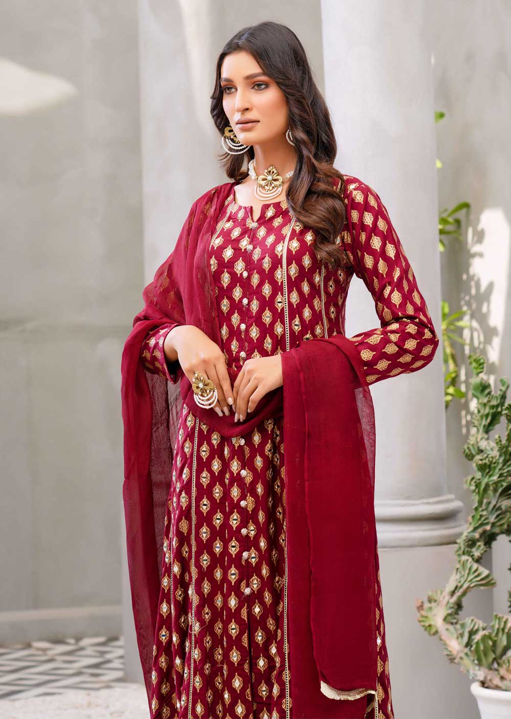 HK59 Sheesha - Readymade Linen Mother & Daughter Mirror Suit - Image 6