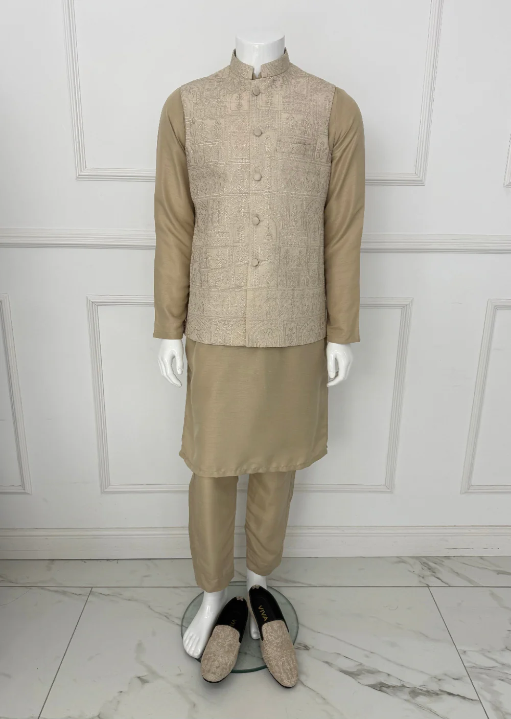 HKF101 Mens Beige Wedding Outfit