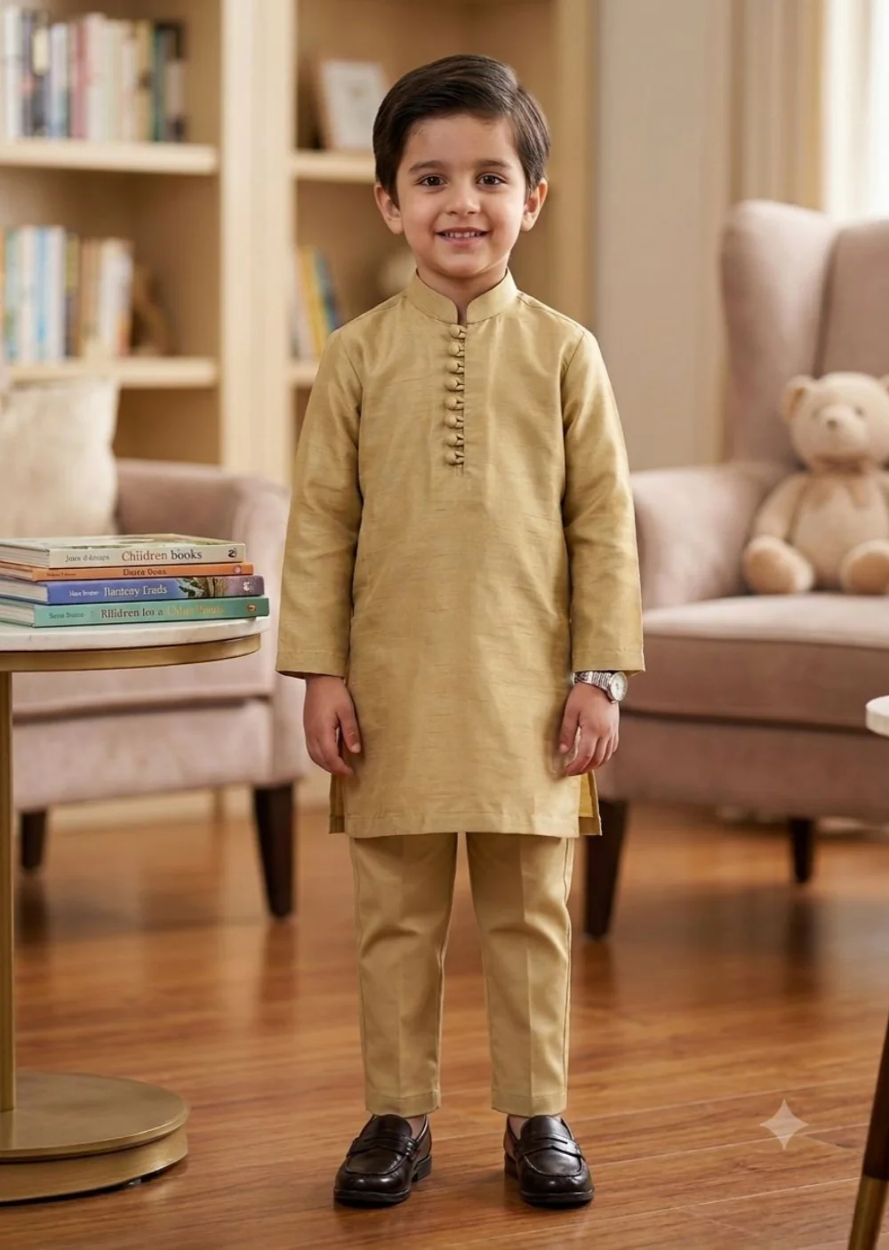 HKF105 Boys Beige Wedding Trouser Kameez