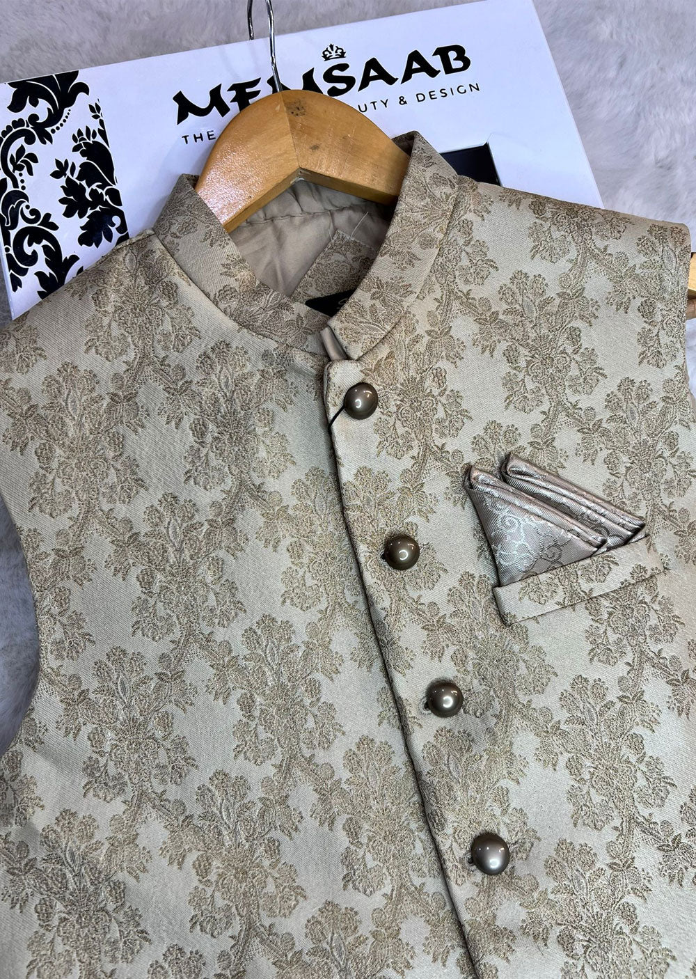HM-40 Mens Premium Jammawar Waistcoat - Image 3
