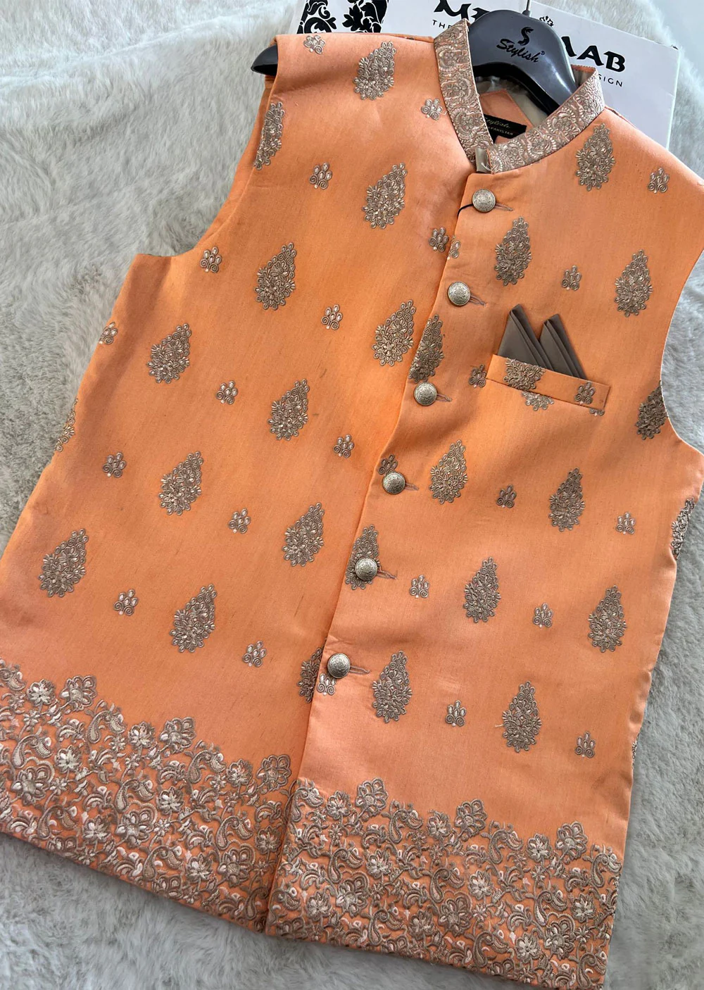 HM-45 Mens Premium Peach Waistcoat