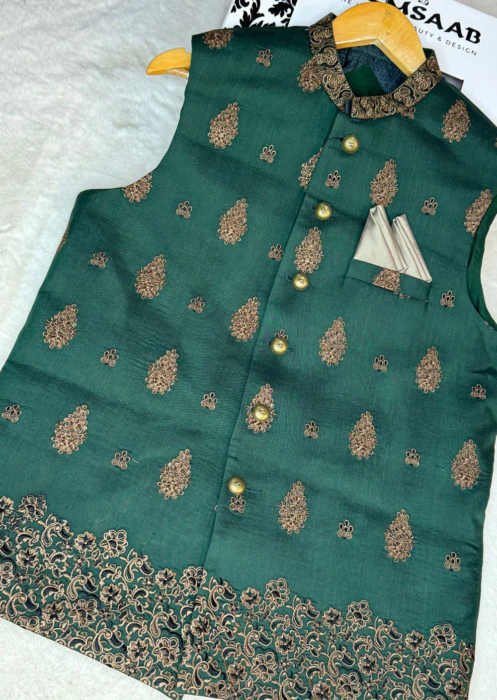 HM-46 Mens Premium Green Waistcoat