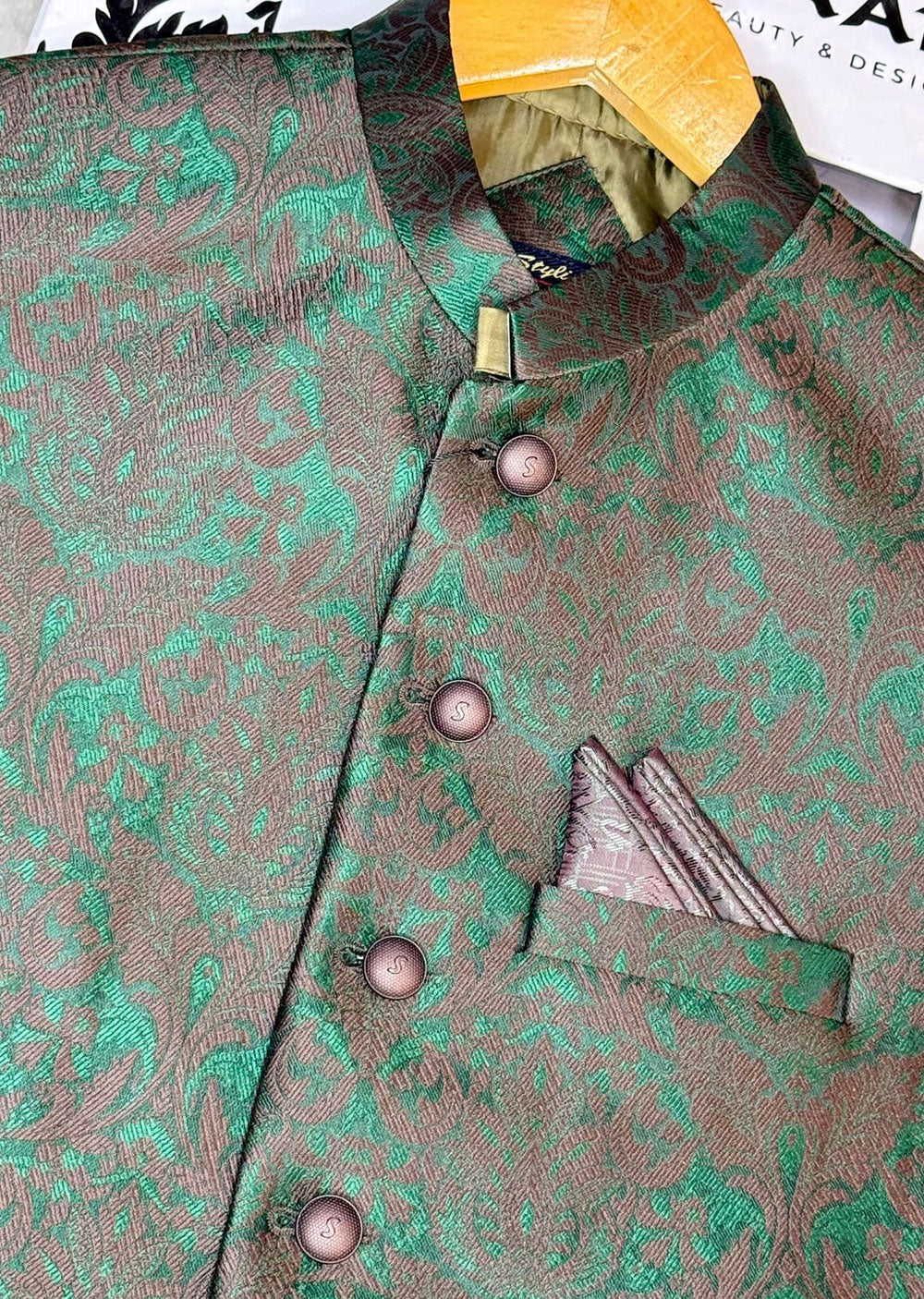 HM38 Mens Premium Jammawar Waistcoat - Image 2