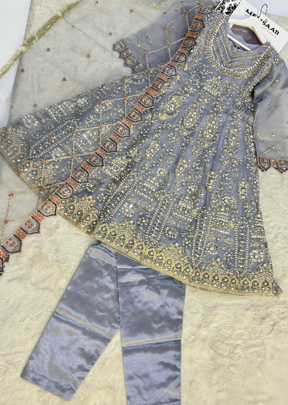 HMZDS-07 - Readymade - Embroidered Net Suit 2025 - Image 5