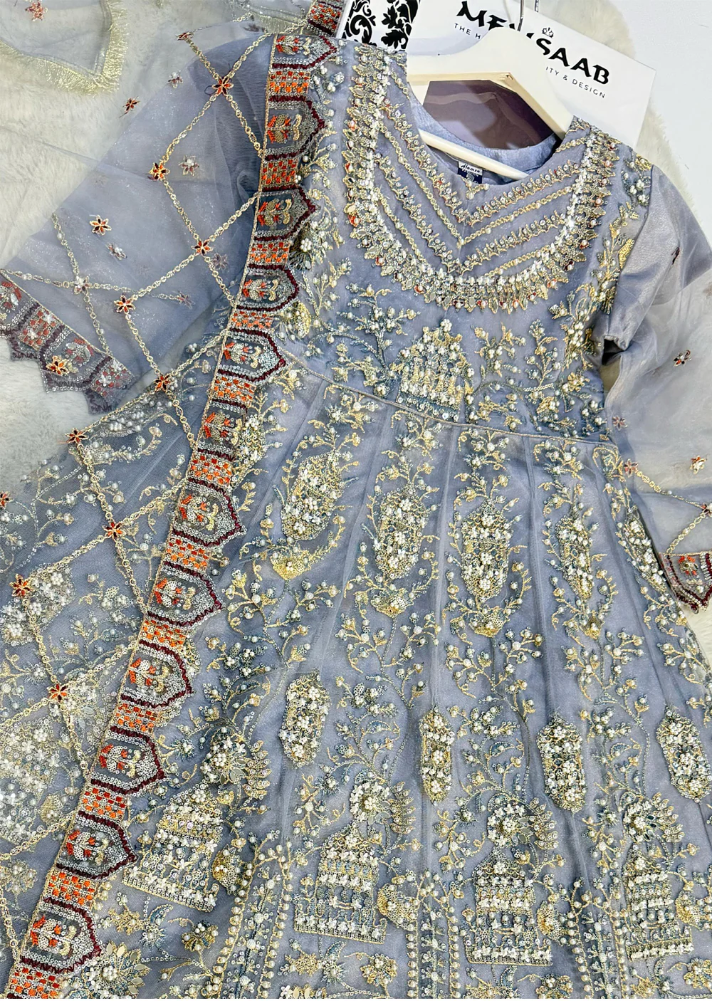 HMZDS-07 - Readymade - Embroidered Net Suit 2025 - Image 6