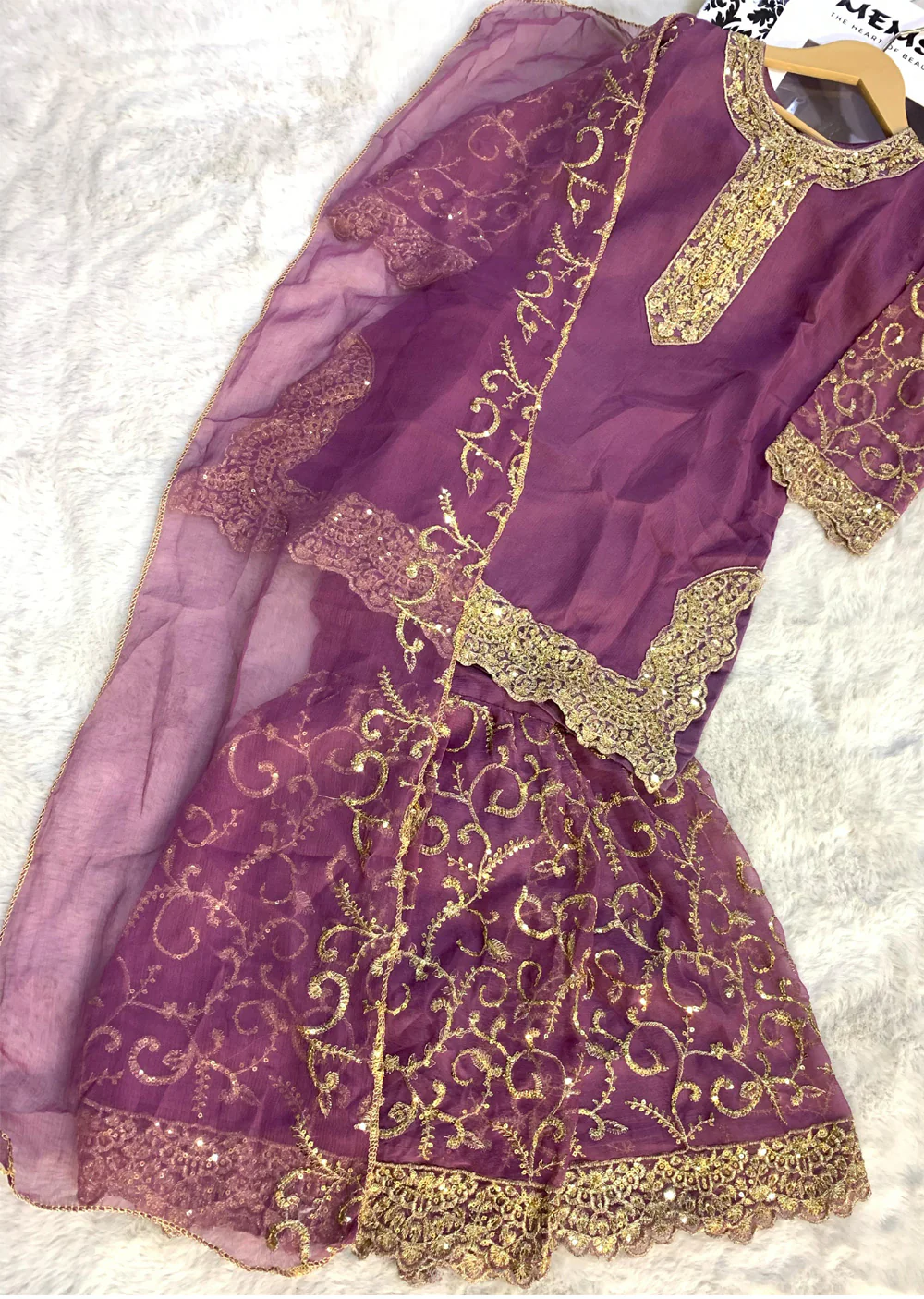HMZDS-18 - Shararah- Readymade - Chiffon Suit 2025 - Image 3