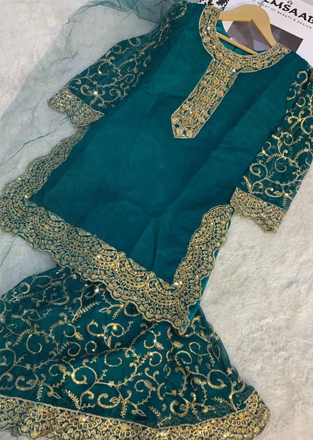 HMZDS-18 - Shararah- Readymade - Chiffon Suit 2025 - Image 4