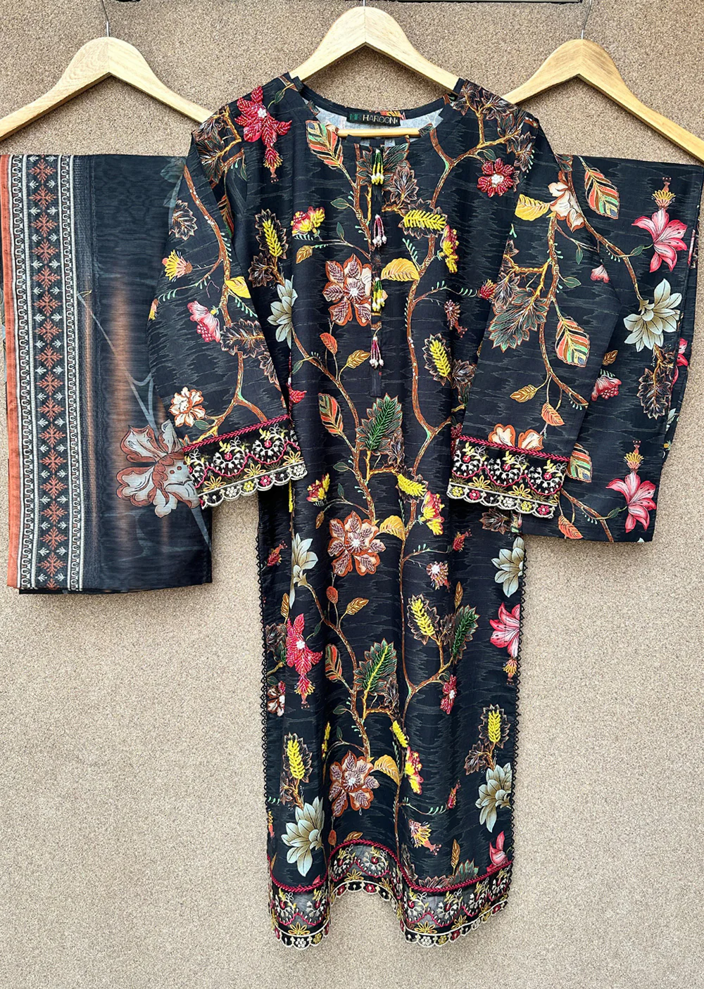 HNR-06 - Black - Readymade - Haroon Khaddar Suit 2025