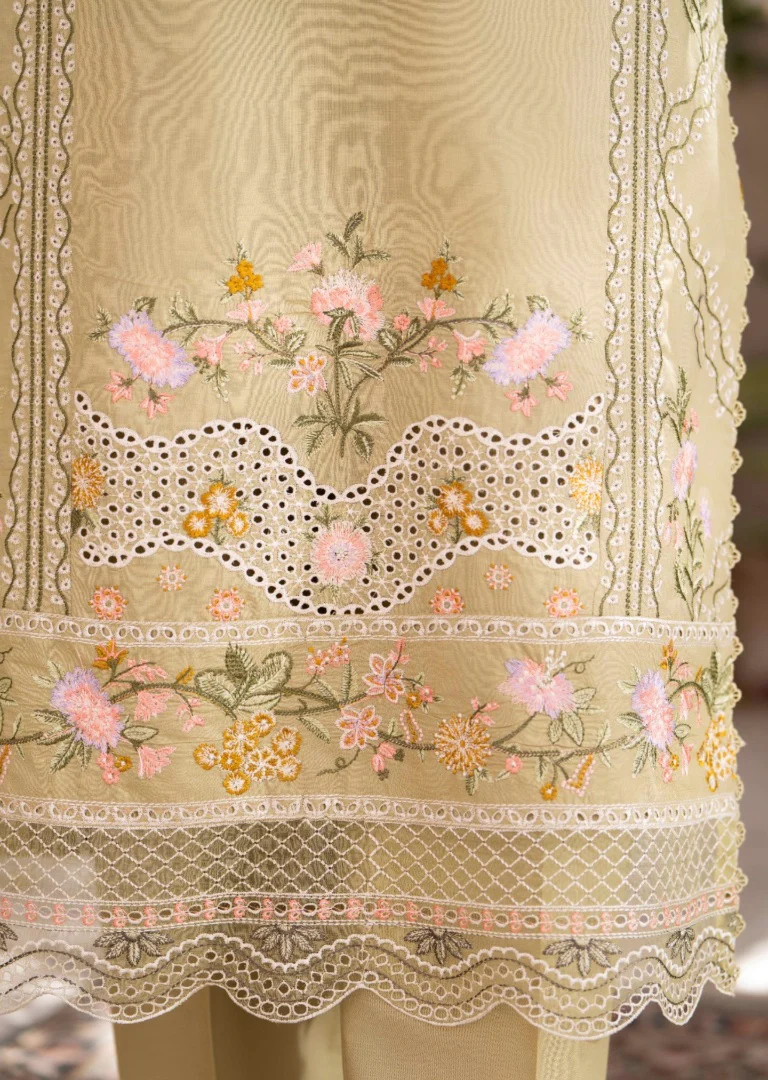HRM57- Sage Green Embroidered Three-Piece Ensemble - Image 3