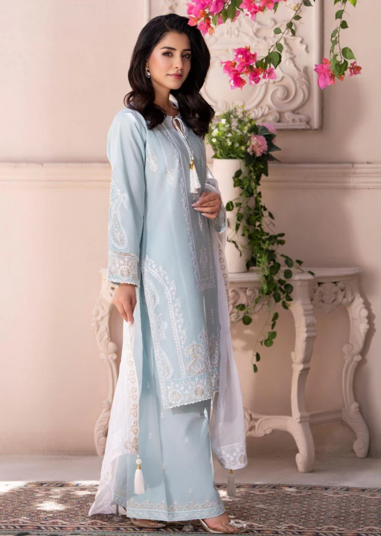 HRM60- Sky Blue Embroidered Lawn 3-Piece Suite