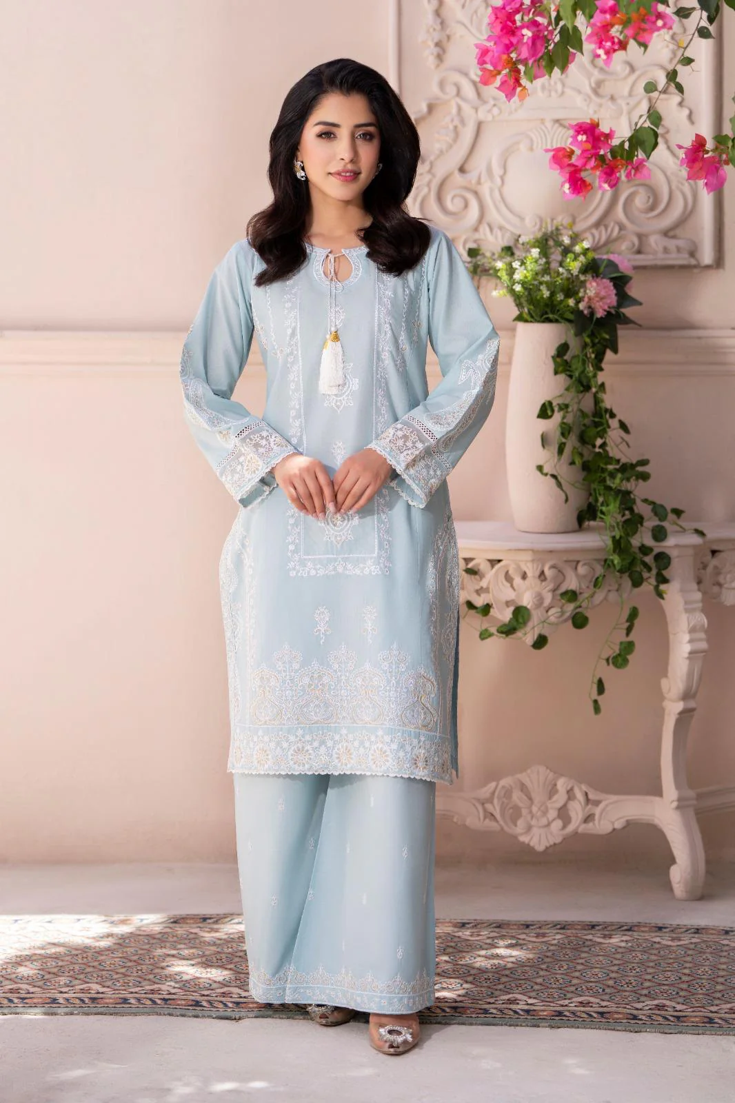 HRM60- Sky Blue Embroidered Lawn 3-Piece Suite - Image 3