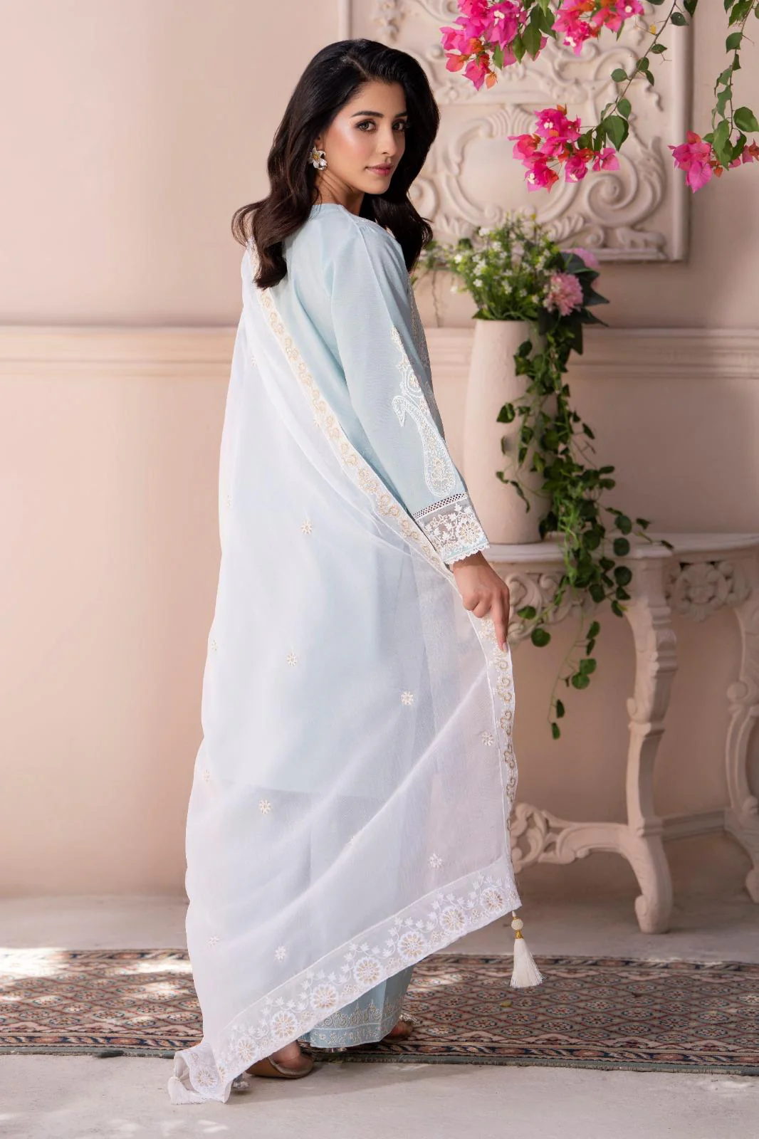 HRM60- Sky Blue Embroidered Lawn 3-Piece Suite - Image 4