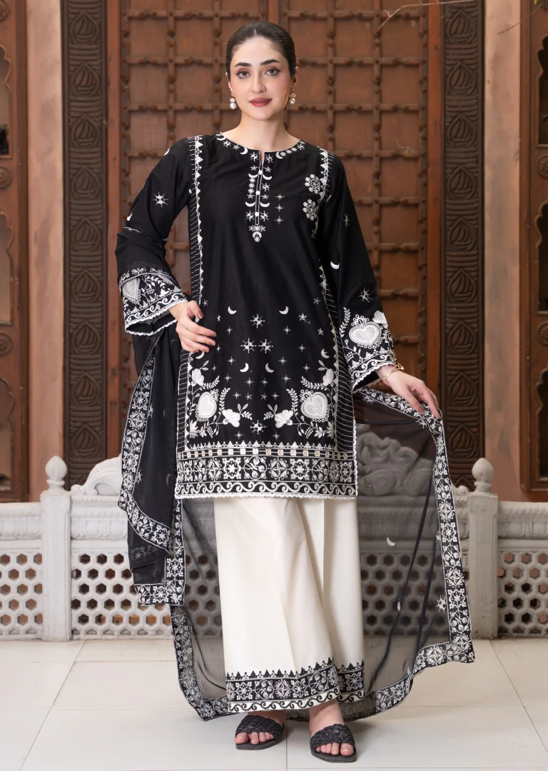 HRM64-3 Piece Embroidered Lawn Ensemble