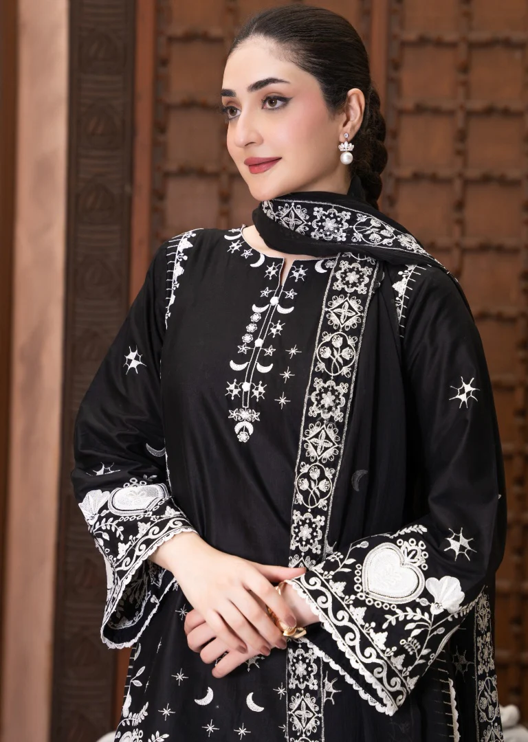 HRM64-3 Piece Embroidered Lawn Ensemble - Image 3