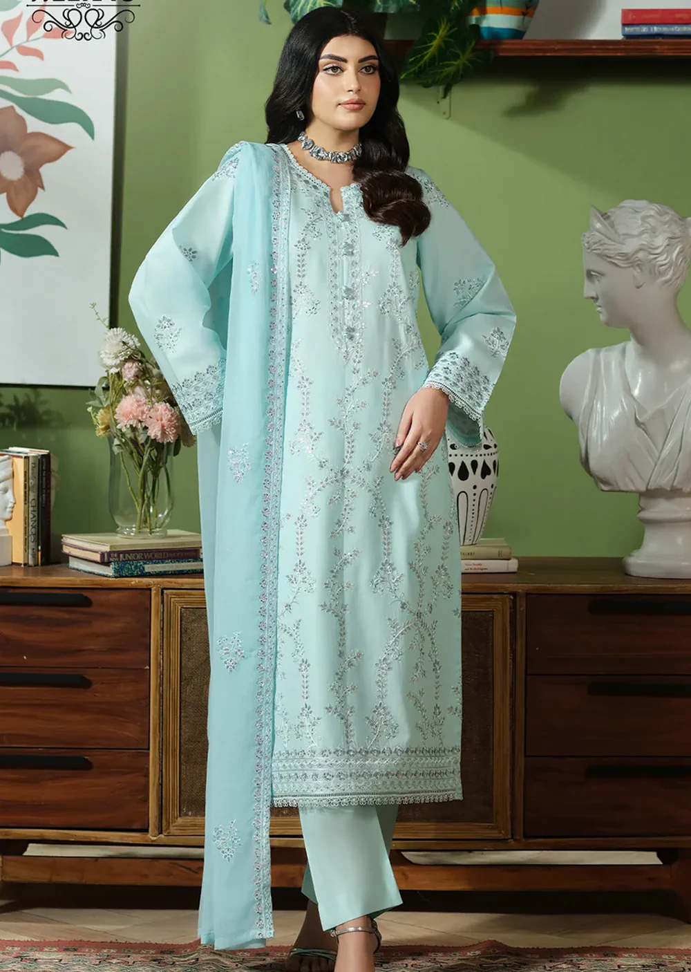 HSS-1188 full embroidered Cambric Cotton shirt - Image 4
