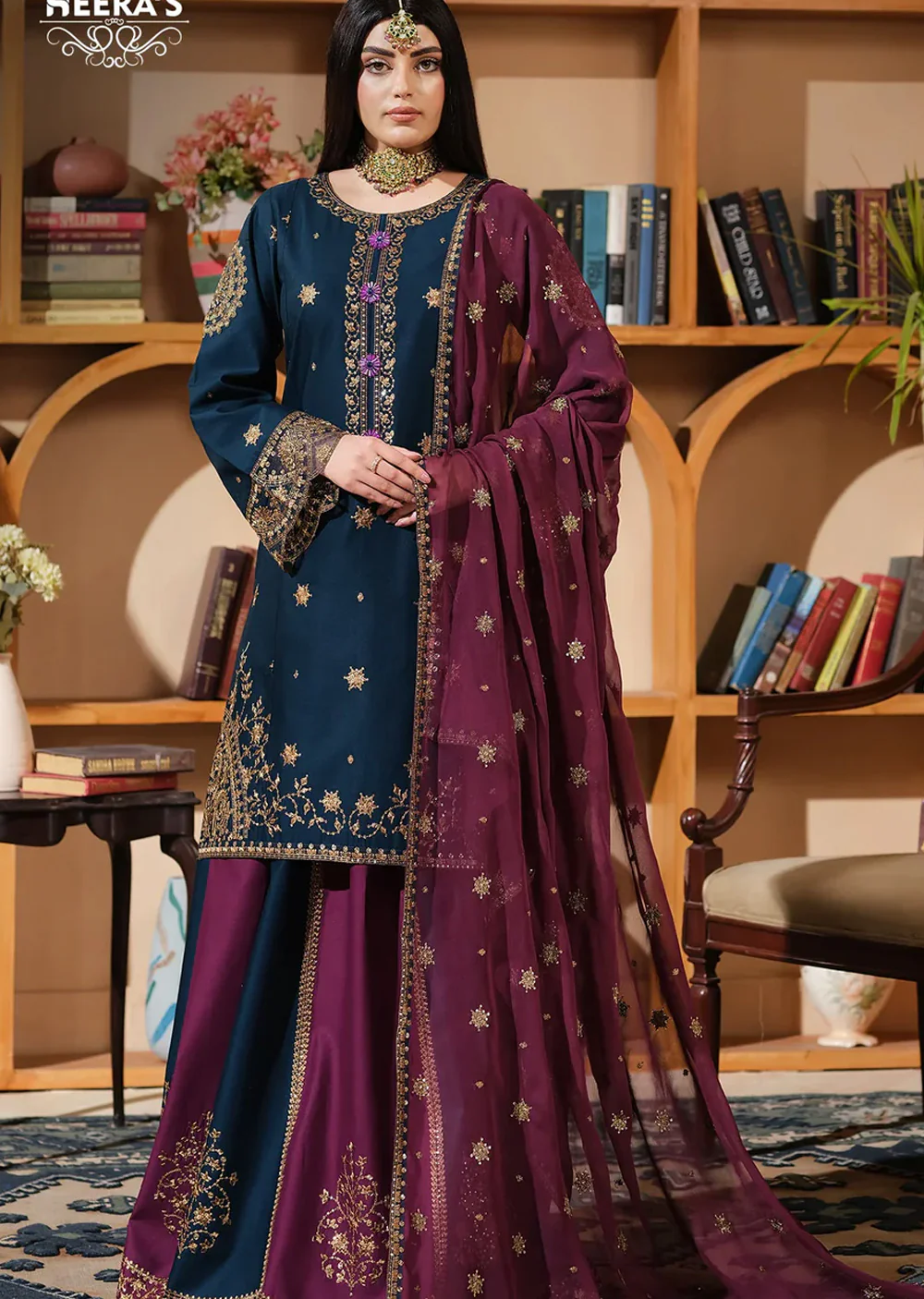 HSS-1187  full embroidered Cambric Cotton shirt