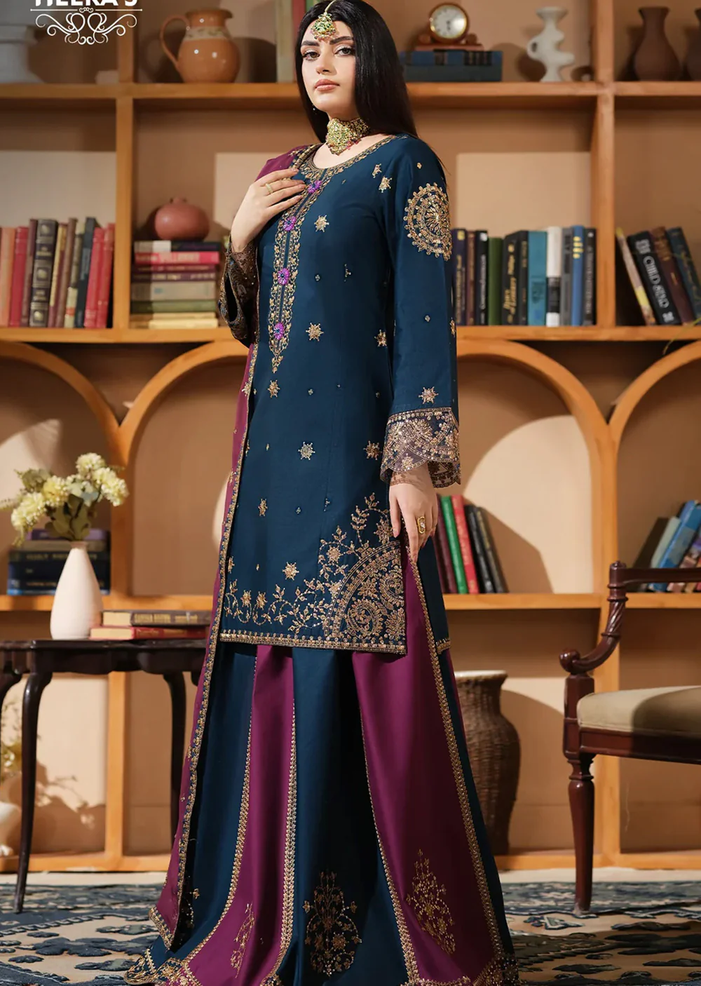 HSS-1187  full embroidered Cambric Cotton shirt - Image 4